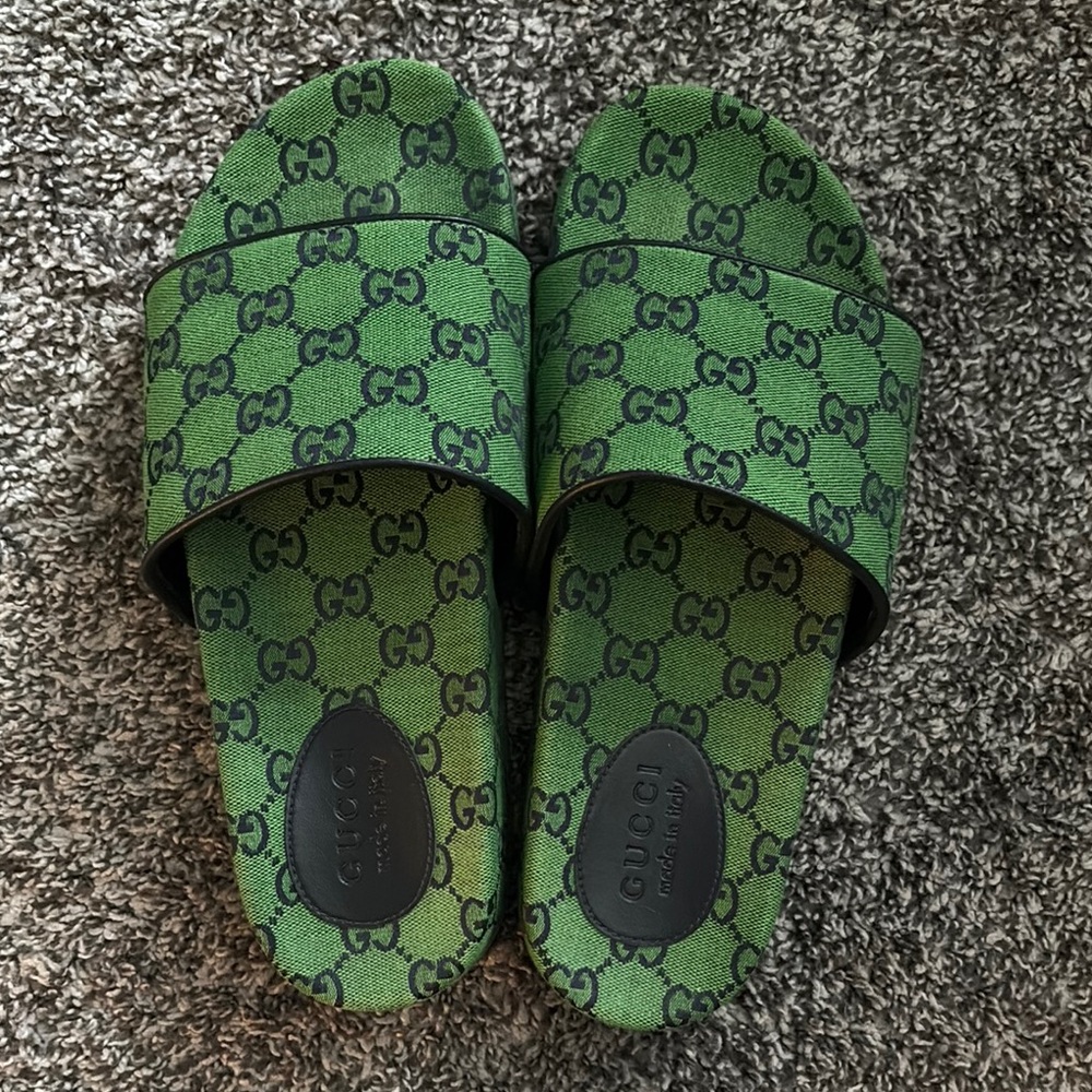 Green Gucci Slides